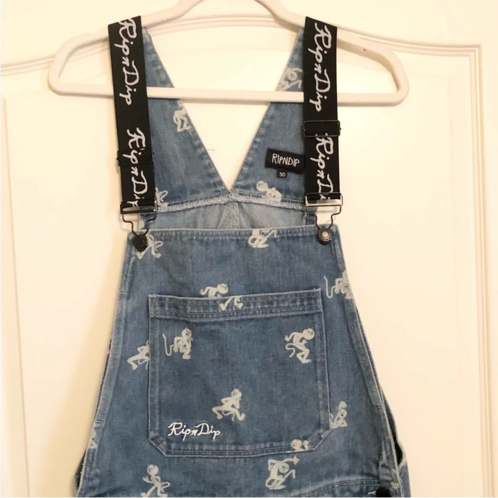 RIPNDIP Denim Dance Party Cat Overalls Small Rip N Dip Jeans - Picture 4 of 9